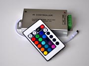 Контроллер для светодиодов и светодиодных лент IRLLed24 RGB (3x2A,12-24В) с ИК-пультом (24 кнопки) в алюминиевом корпусе